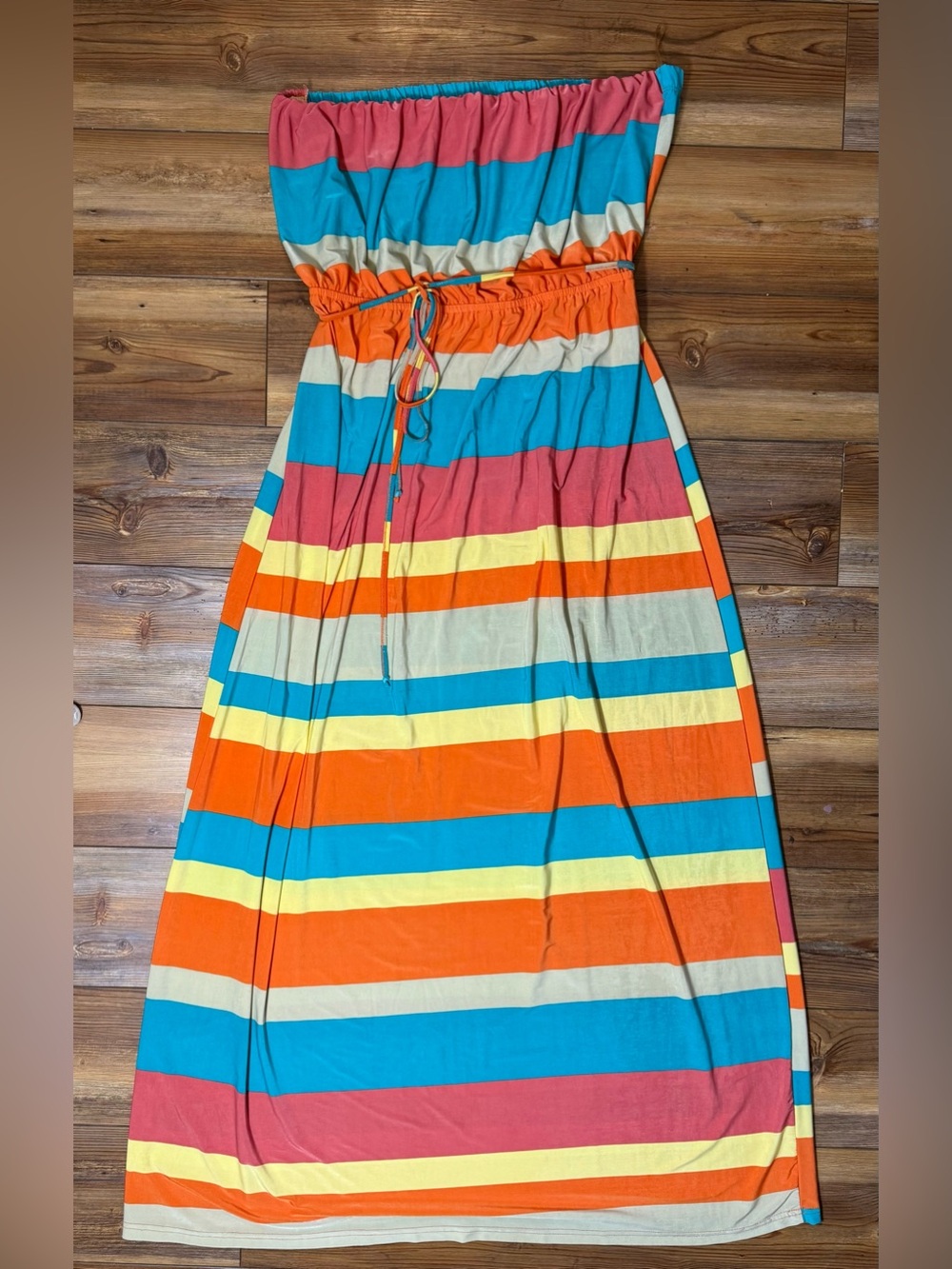 Caren Sport Strapless Maxi Dress Women’s 3X Colorful Striped Tube Dress